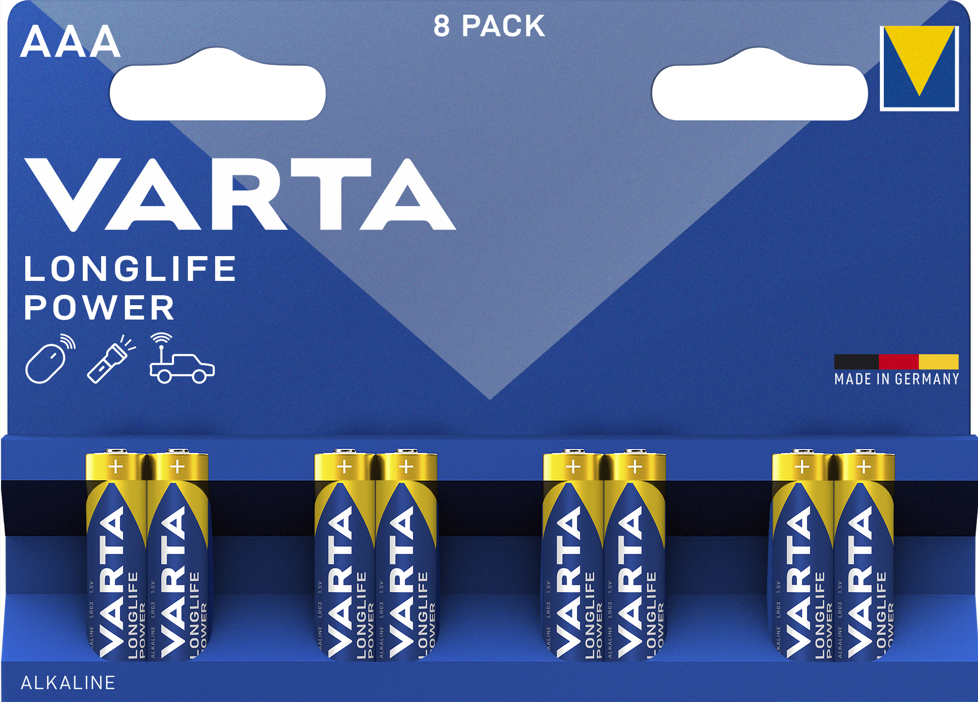 VARTA Micro AAA Batterie, 8 Stück, LONGLIFE Power