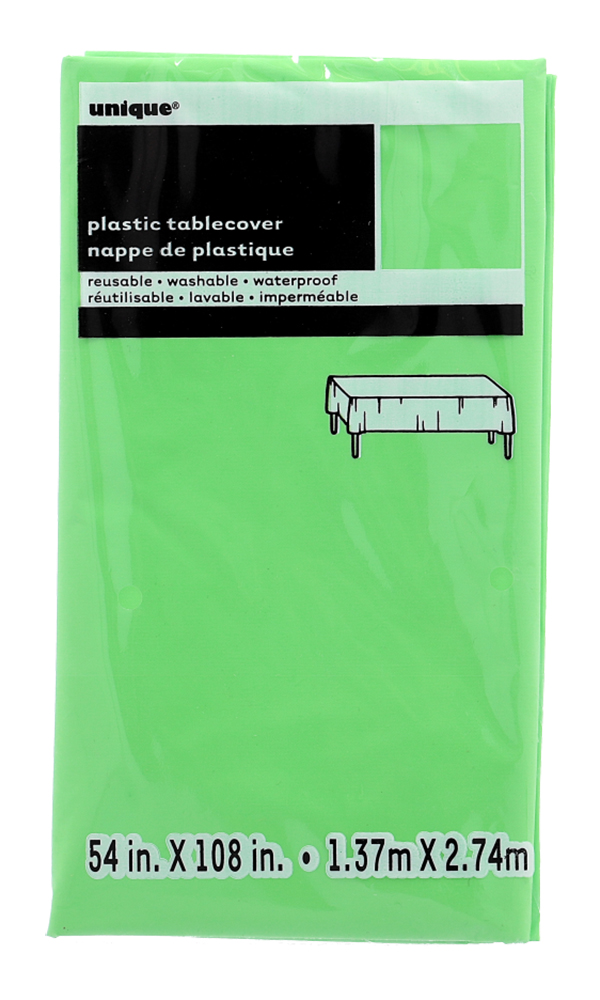 grüne Plastik-Tischdecke. Wiederverwendbar, waschbar, wasserdicht. Maße: 54 x 108 Zoll.