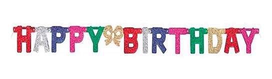 Banner - Happy Birthday, 3.65m, glitzernd 