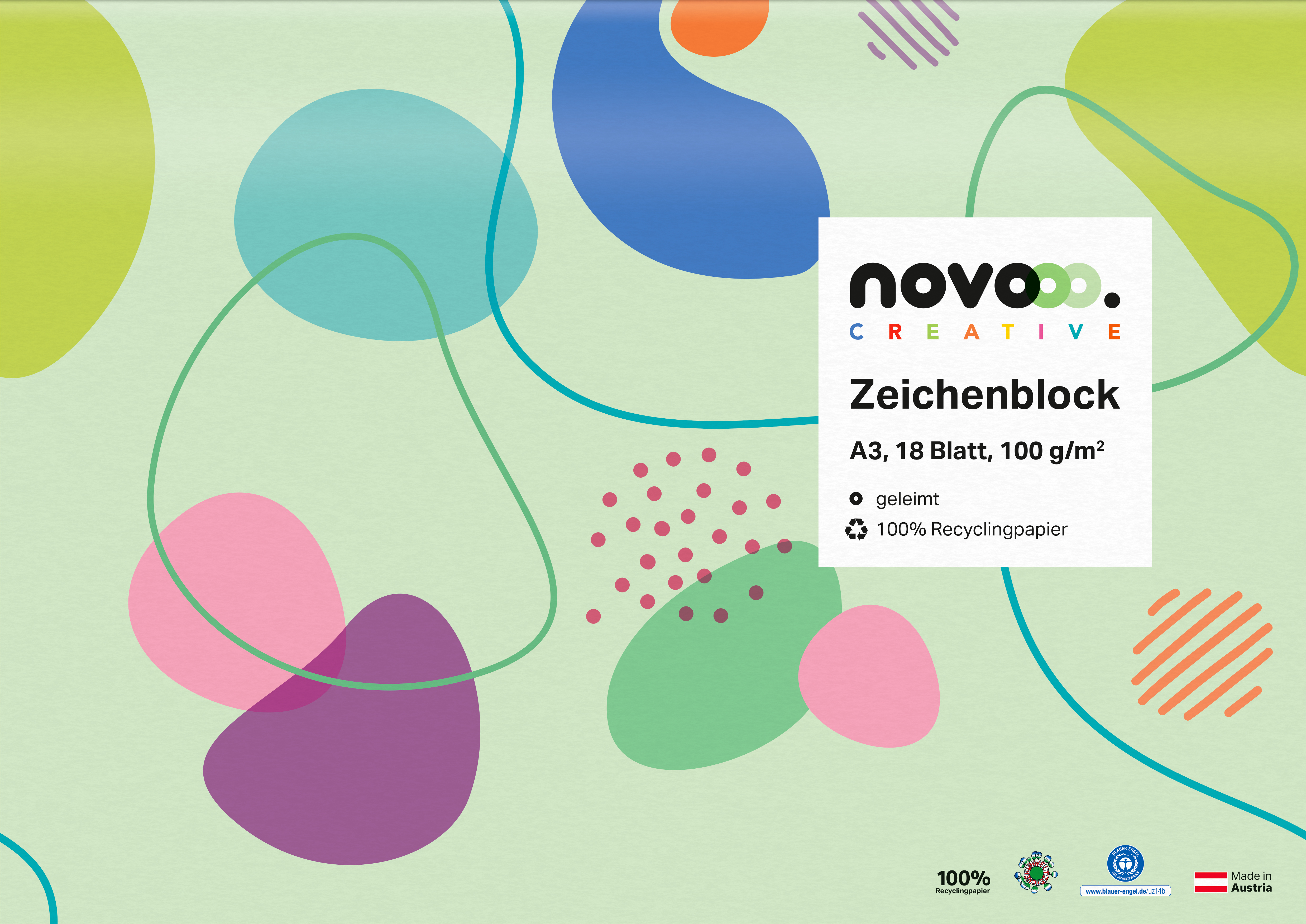 NOVOOO Creative Zeichenblock A3 100 g/m² 18 Blatt