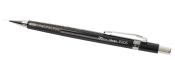 schwarzer Druckbleistift mit 0,5 mm Mine. Hat eine rutschfeste Griffzone und einen Metallclip.