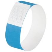 Armband in Weiß und Blau. Breite Band mit einem blauen Abschnitt. Muster auf der blauen Fläche.