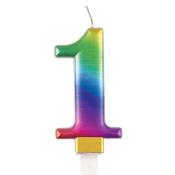 Geburtstagskerze Zahl 1 Regenbogen-Stil 
