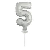 Cake Topper Folienballon 5 12,7 cm silber