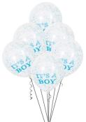Ballon mit Konfetti - It's a Boy, Babyparty: Junge, 6 Stück, transparent / blau 