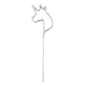 Silberner Haarnadel in Form eines Einhornkopfes. Schlichte, elegante Gestaltung.