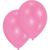 zwei pinke Luftballons, glänzende Oberfläche, runde Form, leicht zusammengepresst.