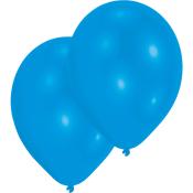 Zwei blaue Luftballons. Sie sind rund und glänzend.
