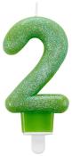 Zahlenkerze Glitzer - 2, grün 