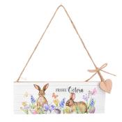 Holzschild Frohe Ostern 20 x 7 cm bunt