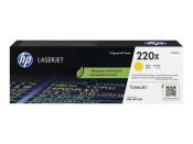 Schwarze Verpackung für HP Toner. Gelbe Farbe und Hinweis auf hohe Kapazität.
