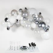 AMSCAN DIY Ballongirlande 66 Ballons silber, weiß, grau