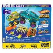MEGA Hot Wheels Monster Trucks Bauspielzeug, Smash & Crash Mega-Wrex Boneyard Stuntparcours 332-teilig