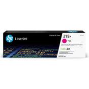 Schwarze Verpackung für HP LaserJet Toner. Enthält magenta Toner mit der Bezeichnung 219x.