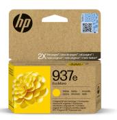 Gelbe HP Tintenpatrone in einer braunen Verpackung. Auf der Vorderseite eine gelbe Blume und die Bezeichnung 937e.