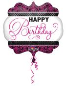 Heliumballon Happy Birthday pink/schwarz