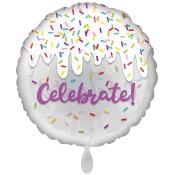 Ballon mit Konfetti Celebrate! transparent/weiß
