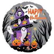 Folienballon Happy Halloween Spukhaus 43 cm bunt