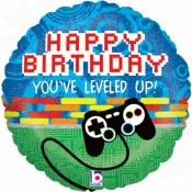 Heliumballon Happy Birthday You've leveled up 46 cm bunt