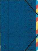 Ordnungsmappe mit Gummizug, 12 Fächer, A4, blau 
