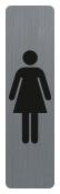 Symbol für Damen-Toilette. Darstellung einer stehenden Figur in einem Kleid.
