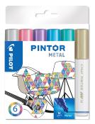 PILOT Pigmentmarker Pintor Metal 6 Stück mehrere Farben
