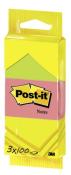 Post-it® Haftnotizen, 3er-Packung, 51 x 38mm, 100 Blatt/Block, neonfarben 