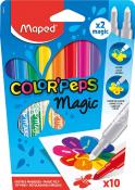 Packung mit zehn Filzstiften in verschiedenen Farben. Enthält zwei magische Stifte, die die Farbe ändern.