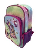 Rucksack mit buntem Einhorn-Motiv. Farbenfroh mit rosa und lila Akzenten.