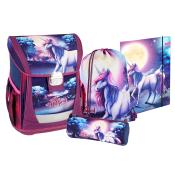 SPIRIT Schultaschen-Set Cool Be Magical Einhorn 4-teilig mit Metallschloss pink