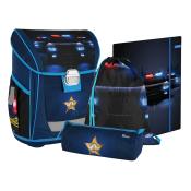SPIRIT Schultaschen-Set Cool Polizei 4-teilig mit Metallschloss bunt