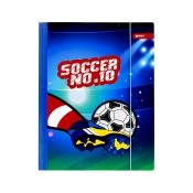 Helles Cover mit dem Titel 'SOCCER NO. 10'. Abbildung eines Fußballs und eines Fußes in Sportkleidung.