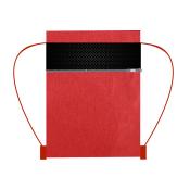 Rucksack in rot mit schwarzem Netzoberteil. Zipper und rote Träger.