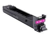 schwarze Tonerkartusche mit magentafarbenem Label. Sie ist für Drucker geeignet.