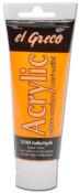 Acrylfarbe in einer Tube. Farbe ist indischgelb.