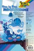Packung mit buntem Moosgummi in Blau- und Lilatönen. Enthält 10 Blätter, 2 mm dick. Dekorative Elemente wie ein Octopus und eine Maske sind abgebildet.