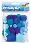 Pompons - Ton in Ton, 1-5cm, 30 Stück, blau 