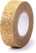 Goldenes Glitzerband auf einer Rolle. Die Oberfläche funkelt.