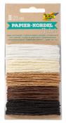 Papierkordel in verschiedenen Naturtönen. Sechs Stränge in hellen und dunklen Farben, insgesamt 25 Meter.
