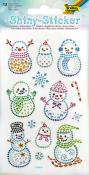 FOLIA Shiny-Sticker Schneemänner 13 Stück bunt