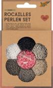 FOLIA Rocailles Perlen-Set 90g inkl. Nylonfaden und Verschlüsse silber