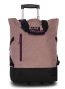 Grosser, faltbarer Reisetasche mit Rollen. Farbe: lila und schwarz.