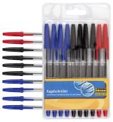 IDENA Kugelschreiber 10 Stück blau/schwarz/rot
