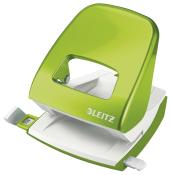 Grüner Locher mit ergonomischem Design. Hat eine digitale Anzeige zur Papieranzahl.