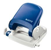Bürolocher in Blau und Weiß. Ergonomisches Design mit zwei Löchern.