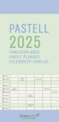 GreenLine - Pastell 2025 Familienplaner, 22x45cm, Familienkalender mit effizienter Monatsaufteilung in 5 Spalten, für Familienorganisation, Schulferien und Stundenpläne, mit Spiralbindung