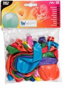 Packung mit bunten Luftballons in verschiedenen Farben. Enthält 20 Stück.