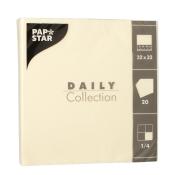 Packung mit 20 cremefarbenen Servietten. Größe 32 x 32 cm, einfache und elegante Gestaltung.