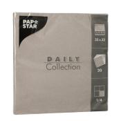 Packung mit 20 grauen Servietten. Größe 32 x 32 cm. Teil der Daily Collection. Verpackt in transparenter Folie.