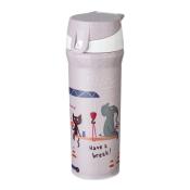 Thermobecher in lila mit Tiermotiven. Aufdruck mit der Aufschrift 'Have a break!'.